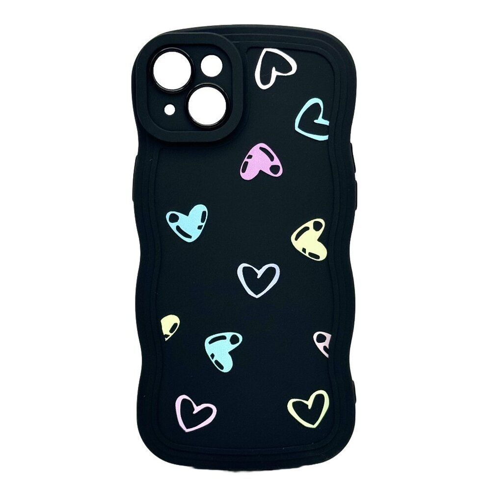 iPhone 15 Black Heart Wavy Case